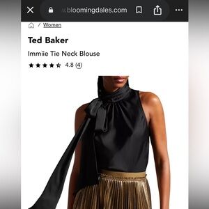 Ted Baker London Immiie Size 2 US 6 Elegant Black Top with bow detail